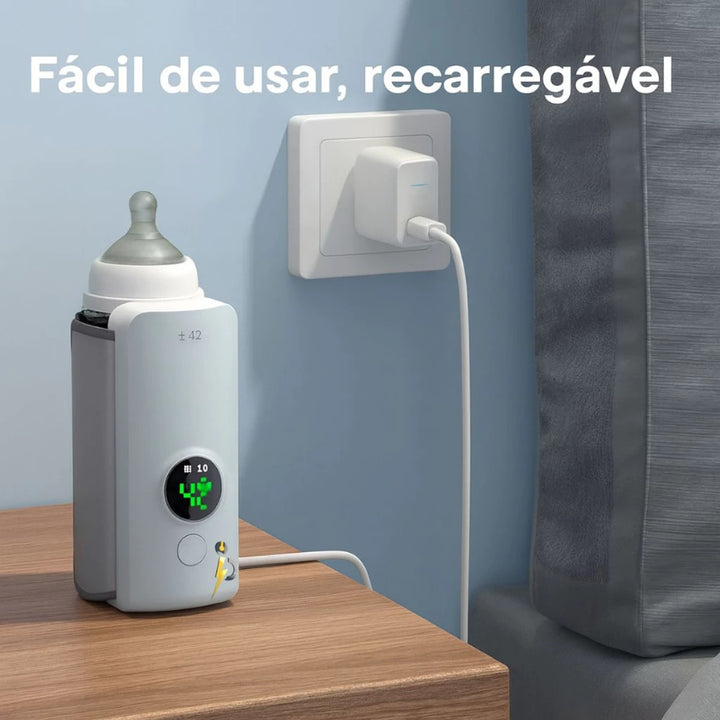 Aquecedor de Leite Portátil para Mamadeiras – USB Recarregável/6 níveis de temperatura