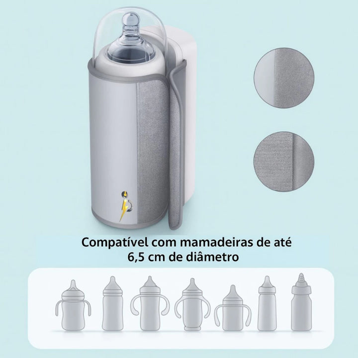 Aquecedor de Leite Portátil para Mamadeiras – USB Recarregável/6 níveis de temperatura