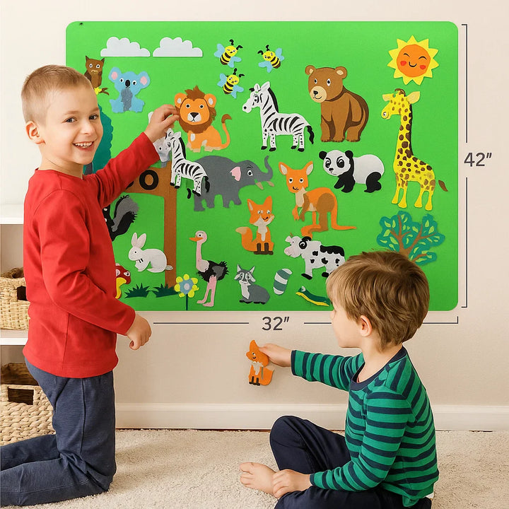 Painel Educativo de Feltro para Crianças | Brinquedo Interativo para Aprender, Criar e Contar Histórias