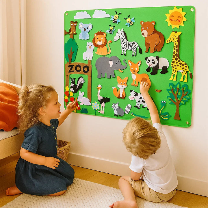 Painel Educativo de Feltro para Crianças | Brinquedo Interativo para Aprender, Criar e Contar Histórias