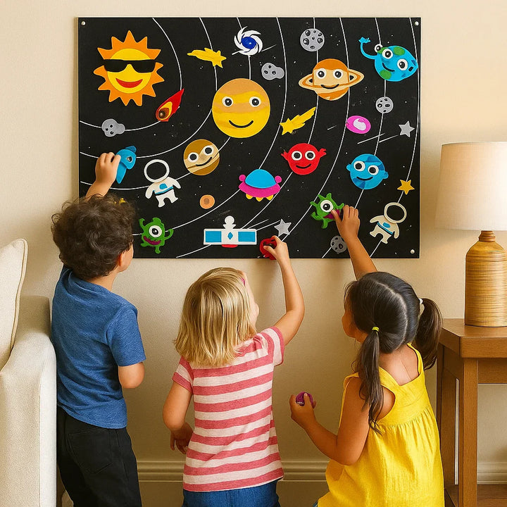 Painel Educativo de Feltro para Crianças | Brinquedo Interativo para Aprender, Criar e Contar Histórias
