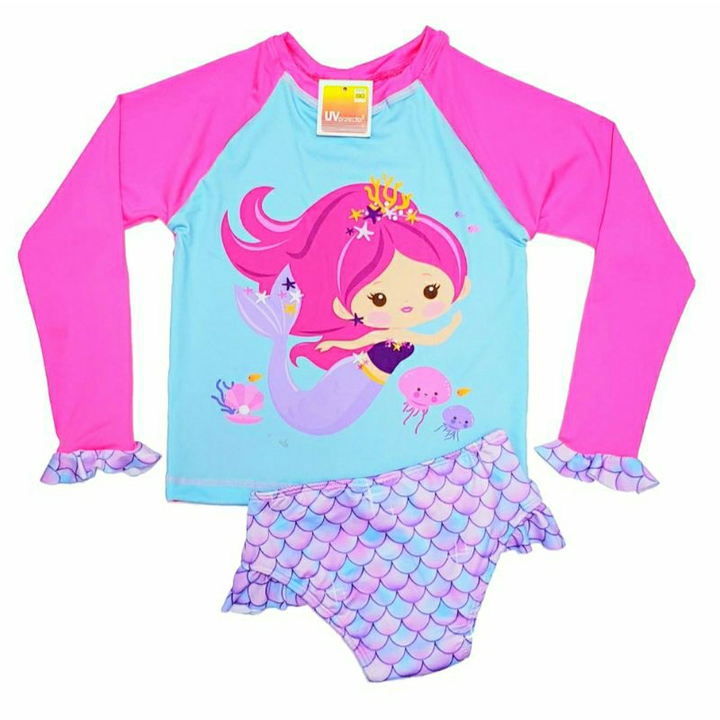 Conjunto Uv Proteção Solar Blusa Biquíni Praia Piscina Menina