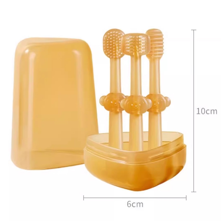 Kit Escova Silicone Primeiros Dentinhos(Kit com 3 Peças)