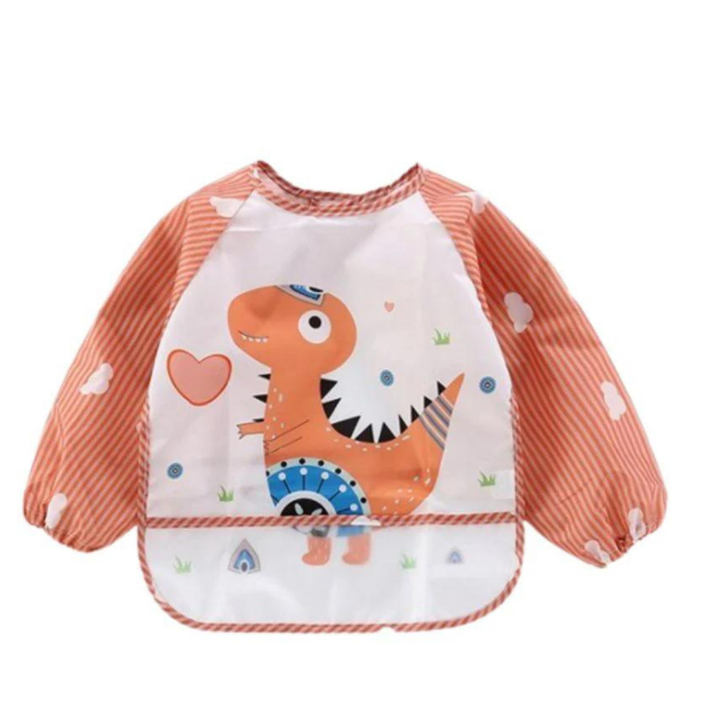 Babador Impermeável de Manga Longa com Bolso Coletor | Proteção Completa para Bebês
