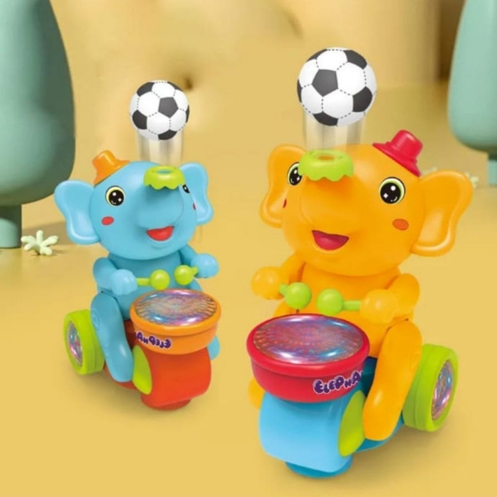 Elefante Musical Iterativo Com Luzes Sons Batendo Tambor Assopra Bola