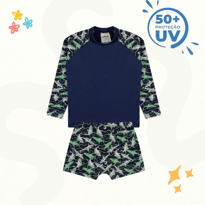 Conjunto de Praia Infantil com UV50+ Seguro e Colorido