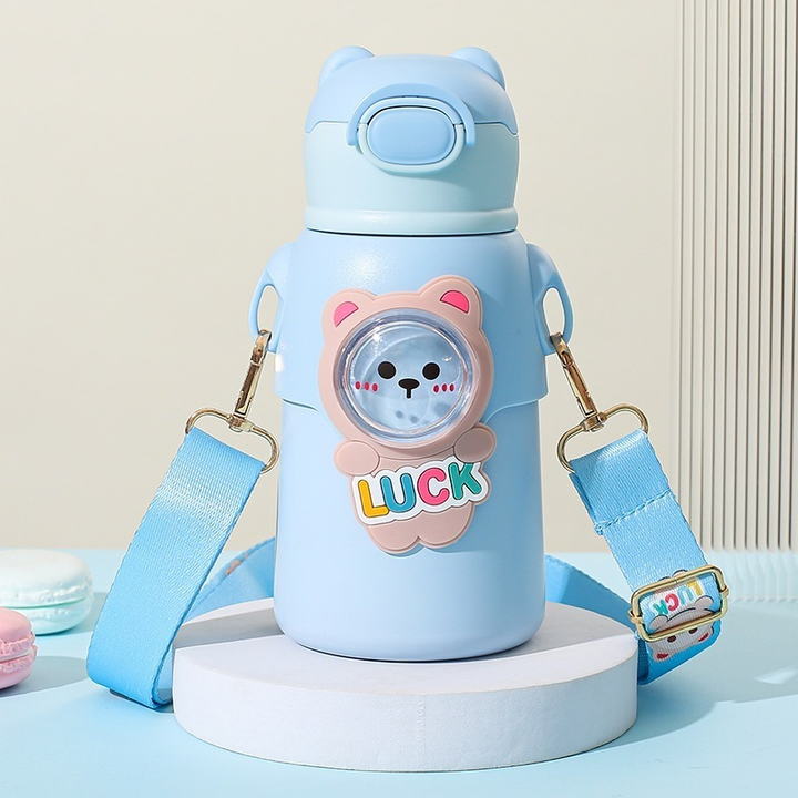 Garrafa térmica infantil com canudo e alça 520ml