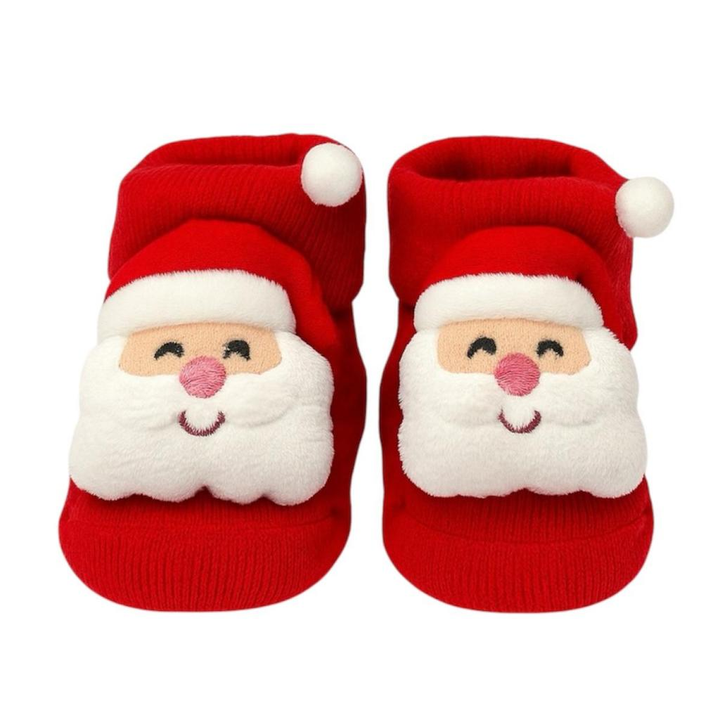 Meia Natalina para Bebê Antiderrapante 3D Papai Noel – 0 a 12 Meses