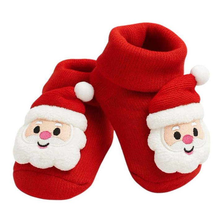 Meia Natalina para Bebê Antiderrapante 3D Papai Noel – 0 a 12 Meses
