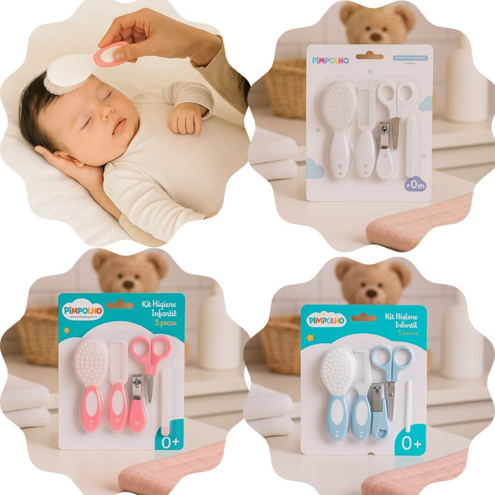 kit de higiene Para Bebê 5 Peças Cuidados Bebe Unha Completo Pimpolho
