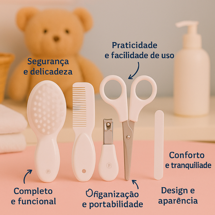 kit de higiene Para Bebê 5 Peças Cuidados Bebe Unha Completo Pimpolho
