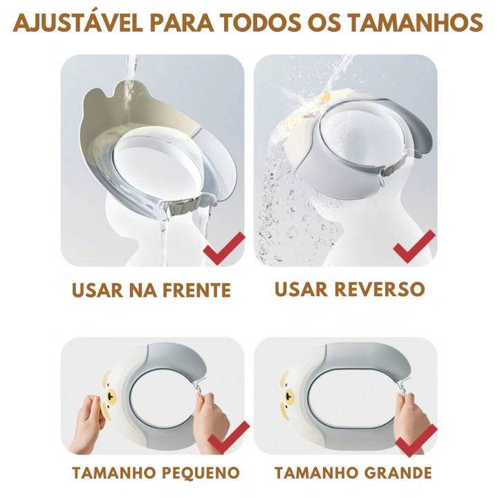 Chapéu Banho Bebe Protetor Olhos Shampoo Viseira Bichinhos