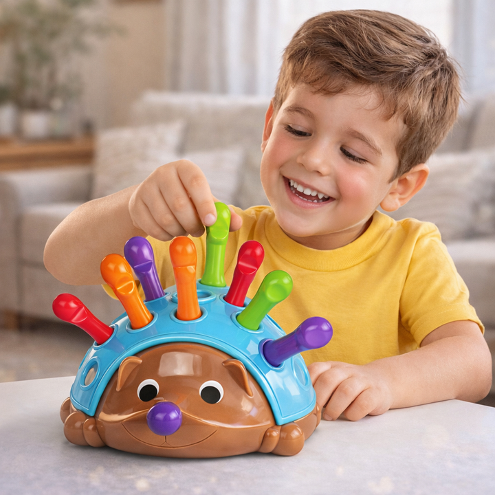 Brinquedo Educacional Bebê Ouriço Montessori Encaixar e Montar Sensorial Coordenação Motora