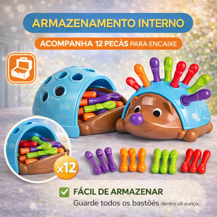 Brinquedo Educacional Bebê Ouriço Montessori Encaixar e Montar Sensorial Coordenação Motora