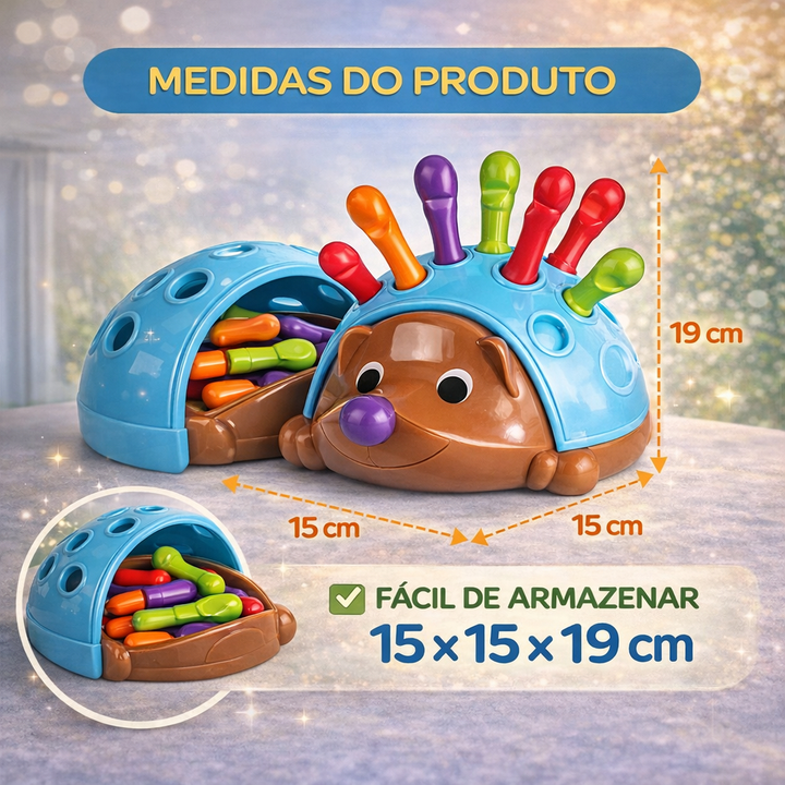 Brinquedo Educacional Bebê Ouriço Montessori Encaixar e Montar Sensorial Coordenação Motora