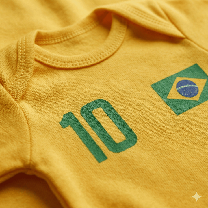 Kit Body Bebê Brasil Copa Amarelo Verde 10 Conjunto 100% Algodão Torcida Baby Infantil Mundo
