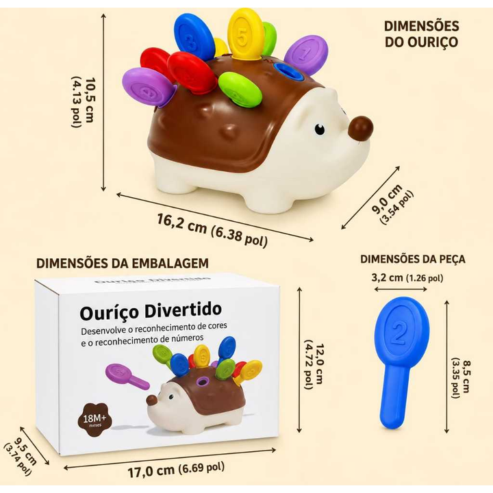 Brinquedo De Montar Encaixe Educativo Sensorial Encaixar Ouriço Porco Espinho Recurso Aprendizagem