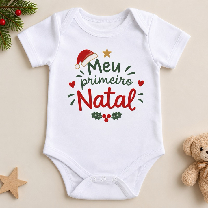 Body Infantil Personalizado de Natal – Feliz Natal | 100% Algodão