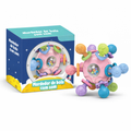 Brinquedo Mordedor 12 Pontas Infantil Massageador Dentição Chocalho Esfera com Alça Colorido BPA Fre
