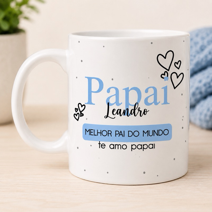 Caneca Personalizada Dia dos Pais com Foto e Nome | Melhor Pai do Mundo | 325ml