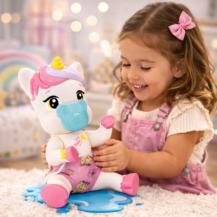 Boneca My Pet Cuidados Unicórnio Faz Xixi com Mamadeira Acessórios Divertoys