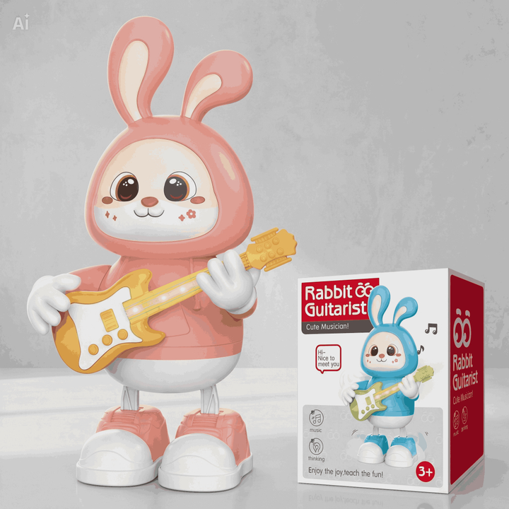 Coelhinho Musical Dançante com Guitarra – Luzes, Sons e Diversão Interativa