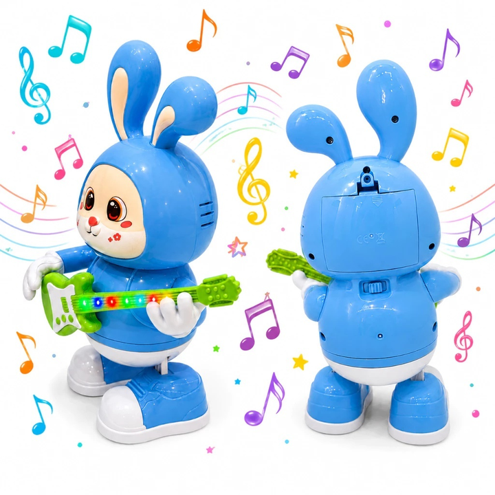 Coelhinho Musical Dançante com Guitarra – Luzes, Sons e Diversão Interativa