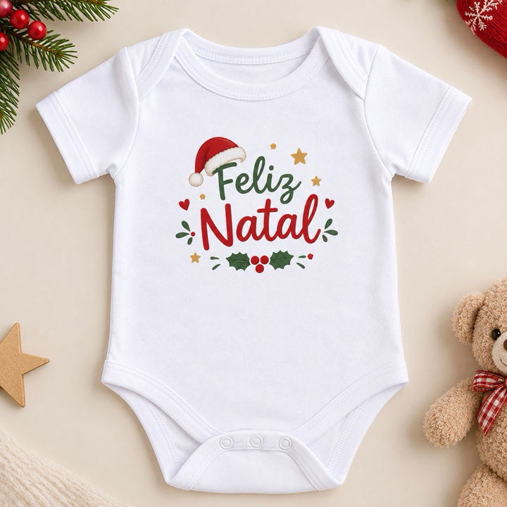 Body Infantil Personalizado de Natal – Feliz Natal | 100% Algodão
