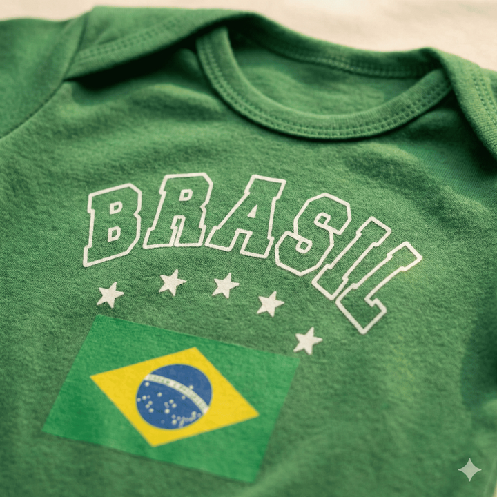 Kit Body Bebê Brasil Copa Amarelo Verde 10 Conjunto 100% Algodão Torcida Baby Infantil Mundo