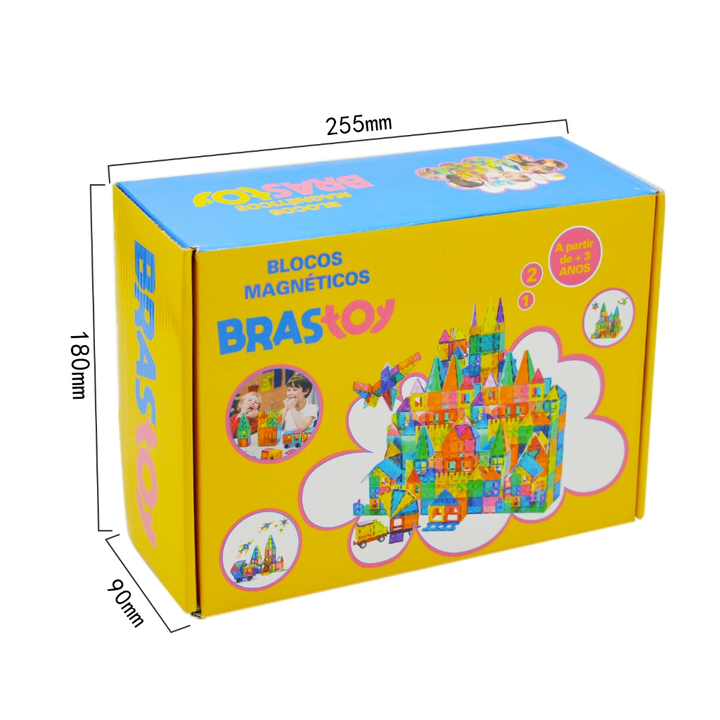 BRASTOY Blocos de Montar Magnéticos Construção Brinquedo Com Imã Educativo Infantil 65 Peças