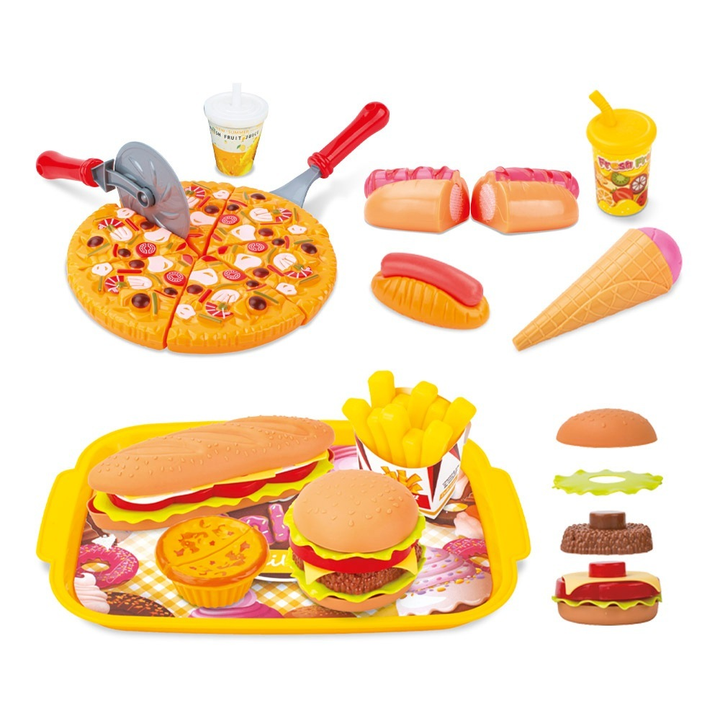 Kit 40 brinquedos Fast Food Brinquedo Cozinha Infantil Educativo Pimpi