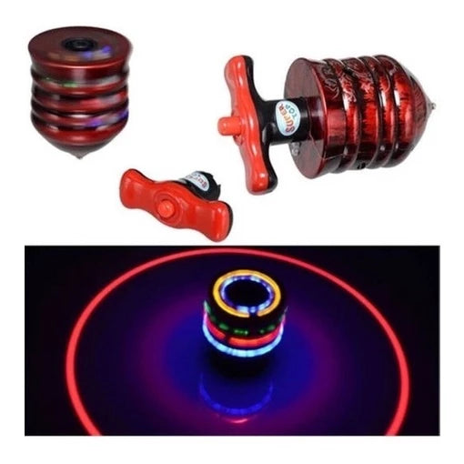 Pião Musical Luminoso Com Lançador Automatico Piao Com Luz e Som Laser Brinquedo Infantil para Meninos e Meninas