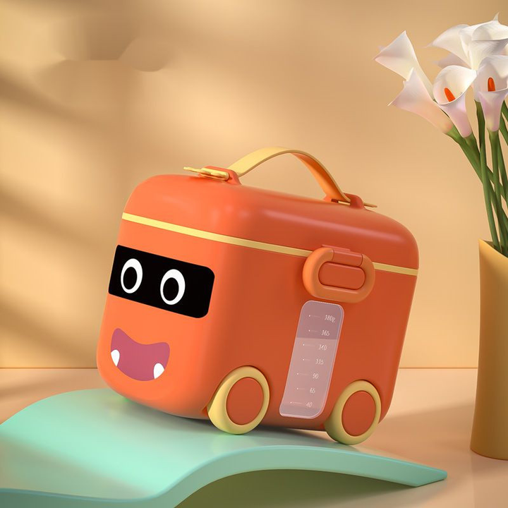 Pote em formato de ônibus para leite em pó e pequenos alimentos