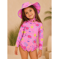 Kit Praia Menina – Maiô Manga Longa + Chapéu | 1 a 5 Anos
