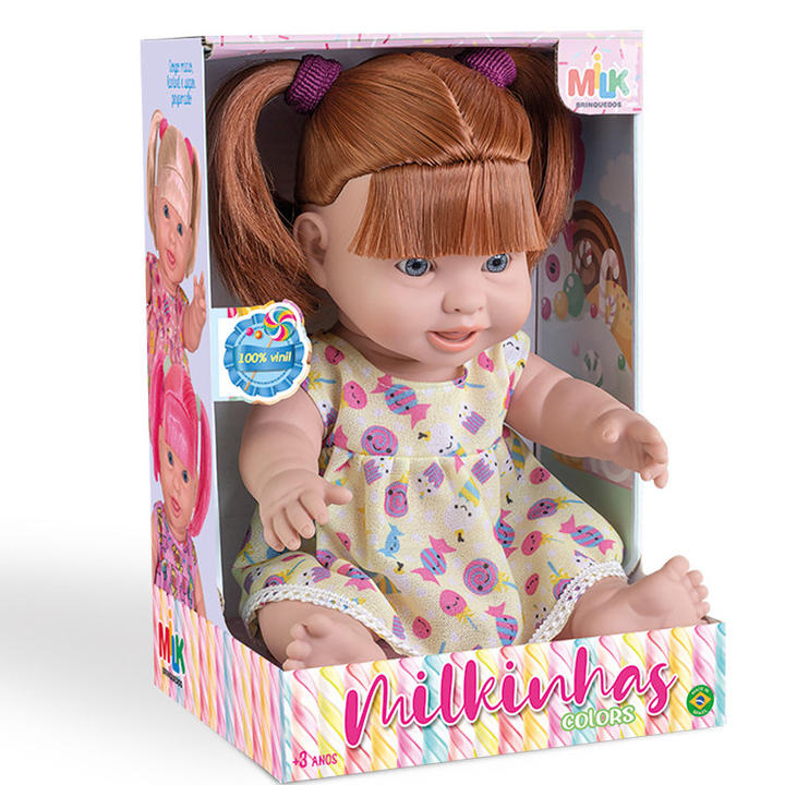 Boneca Milkinha Colors Grande – 100% Vinil Macio