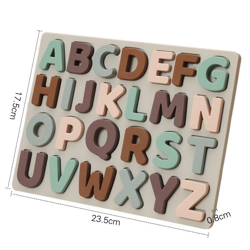 Brinquedo montessoriano aprendendo o alfabeto de silicone - PontoBaby