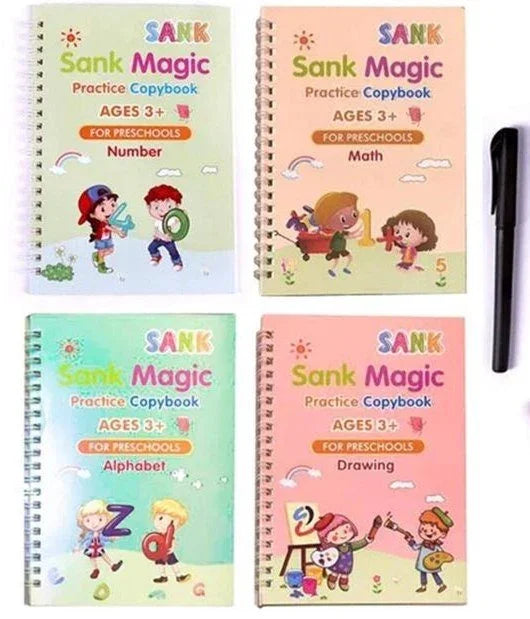 Cadernos de Caligrafia Mágicos - KIT com 4 + Brinde Exclusivo - PontoBaby