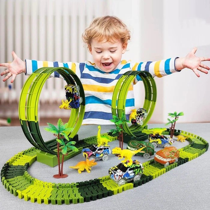 Dino Speed kit com várias peças para criar sua trilha 360 - PontoBaby