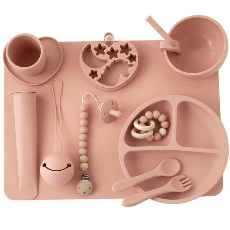 Kit alimentação de silicone infantil para bebê 11 pçs - PontoBaby