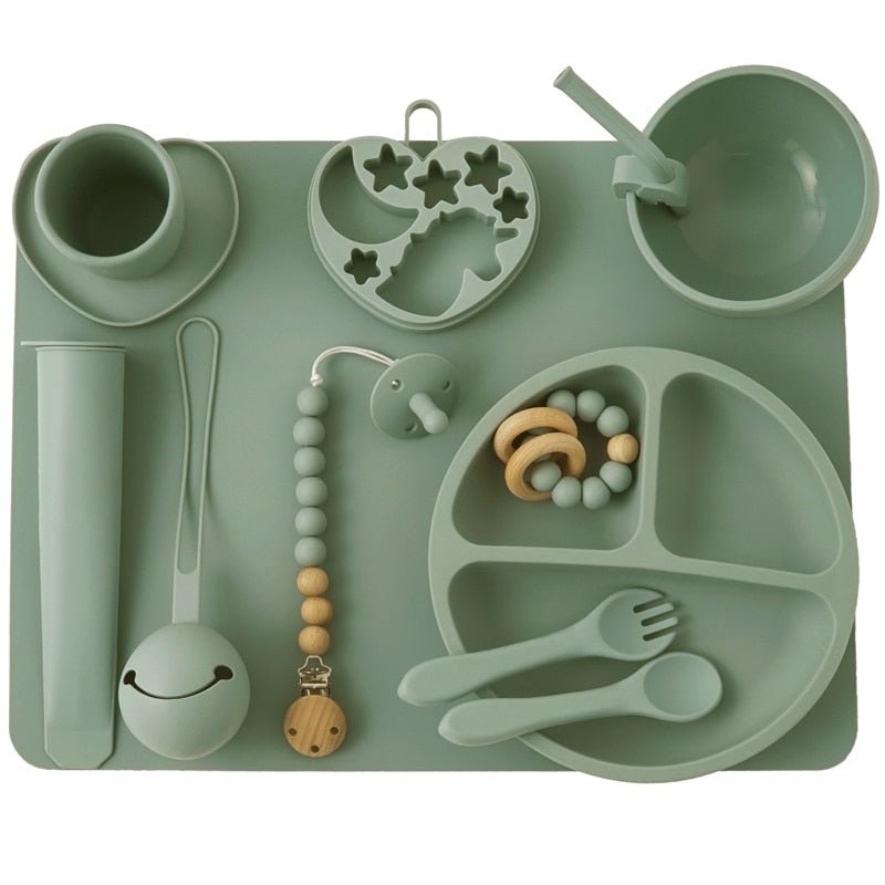 Kit alimentação de silicone infantil para bebê 11 pçs - PontoBaby