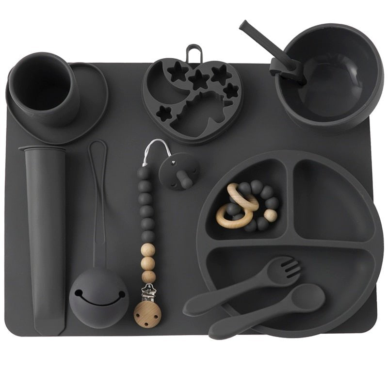 Kit alimentação de silicone infantil para bebê 11 pçs - PontoBaby