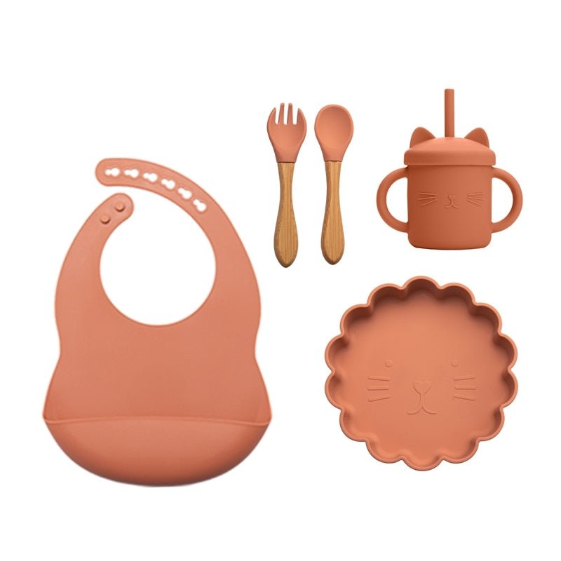 Kit alimentação infantil leão 5 pçs - PontoBaby