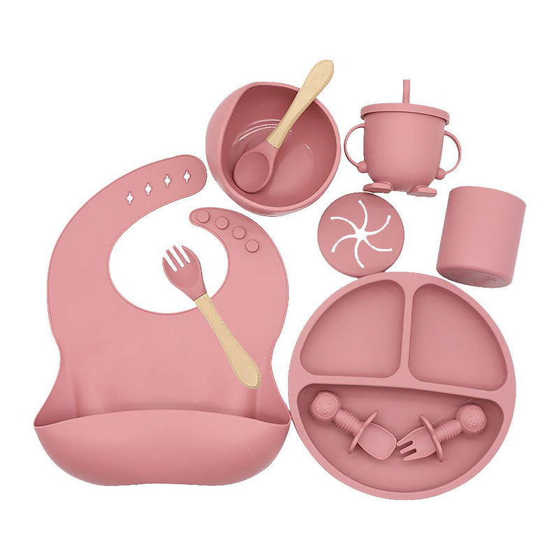 Kit alimentação infantil para bebê de silicone 9 pçs - PontoBaby