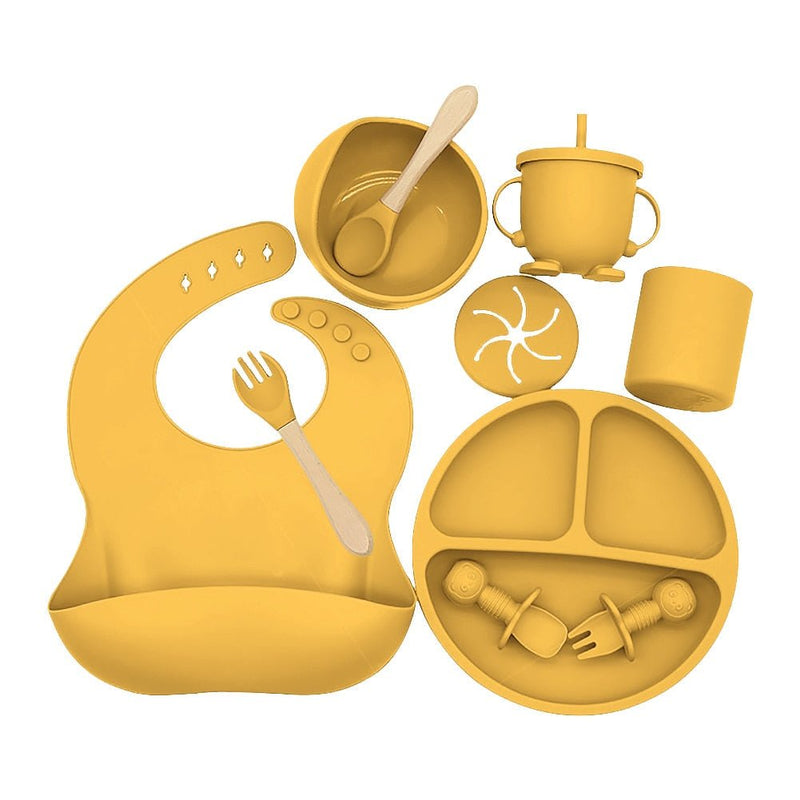 Kit alimentação infantil para bebê de silicone 9 pçs - PontoBaby