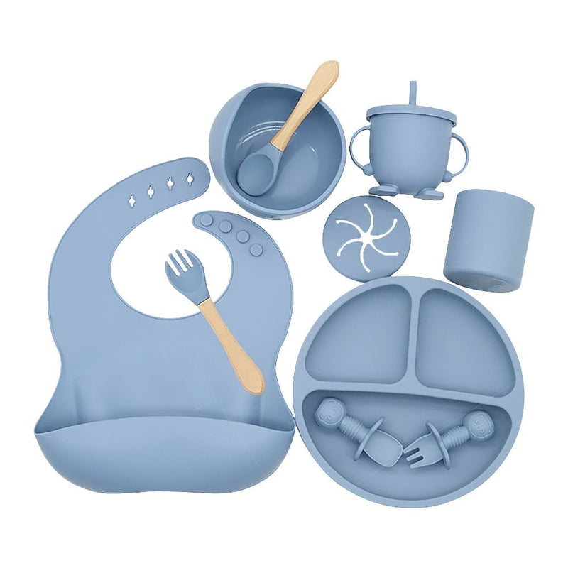 Kit alimentação infantil para bebê de silicone 9 pçs - PontoBaby