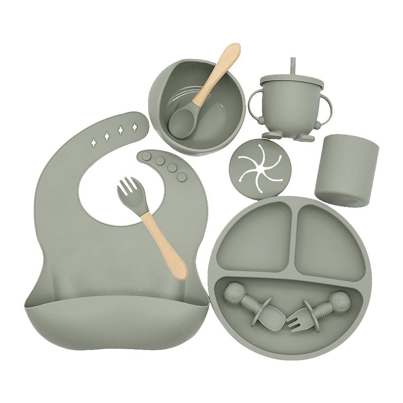 Kit alimentação infantil para bebê de silicone 9 pçs - PontoBaby