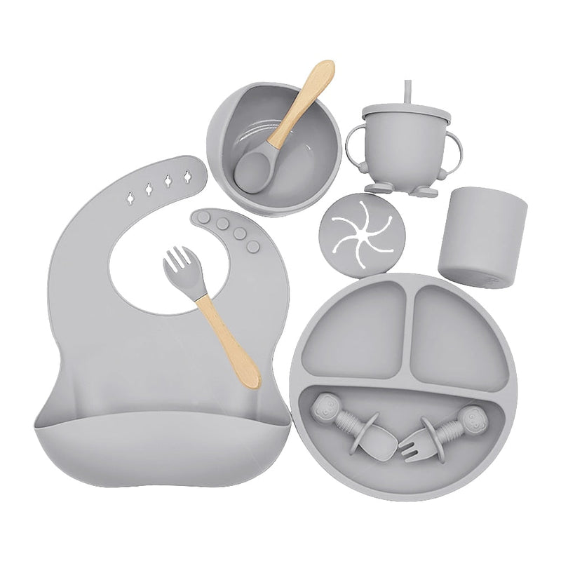 Kit alimentação infantil para bebê de silicone 9 pçs - PontoBaby