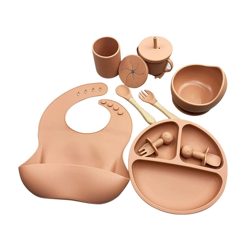 Kit alimentação infantil para bebê de silicone 9 pçs - PontoBaby