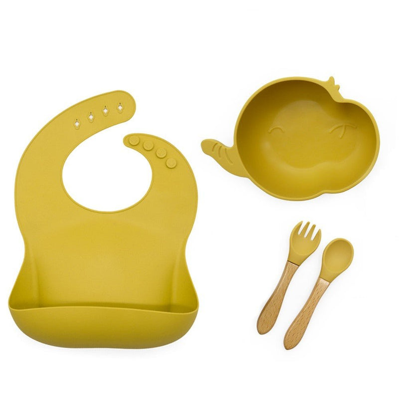 Kit alimentação infantil para bebê de silicone elefantinho tigela 4 peças - PontoBaby