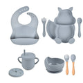 Kit alimentação infantil para bebê de silicone raposinha 8 pçs - PontoBaby